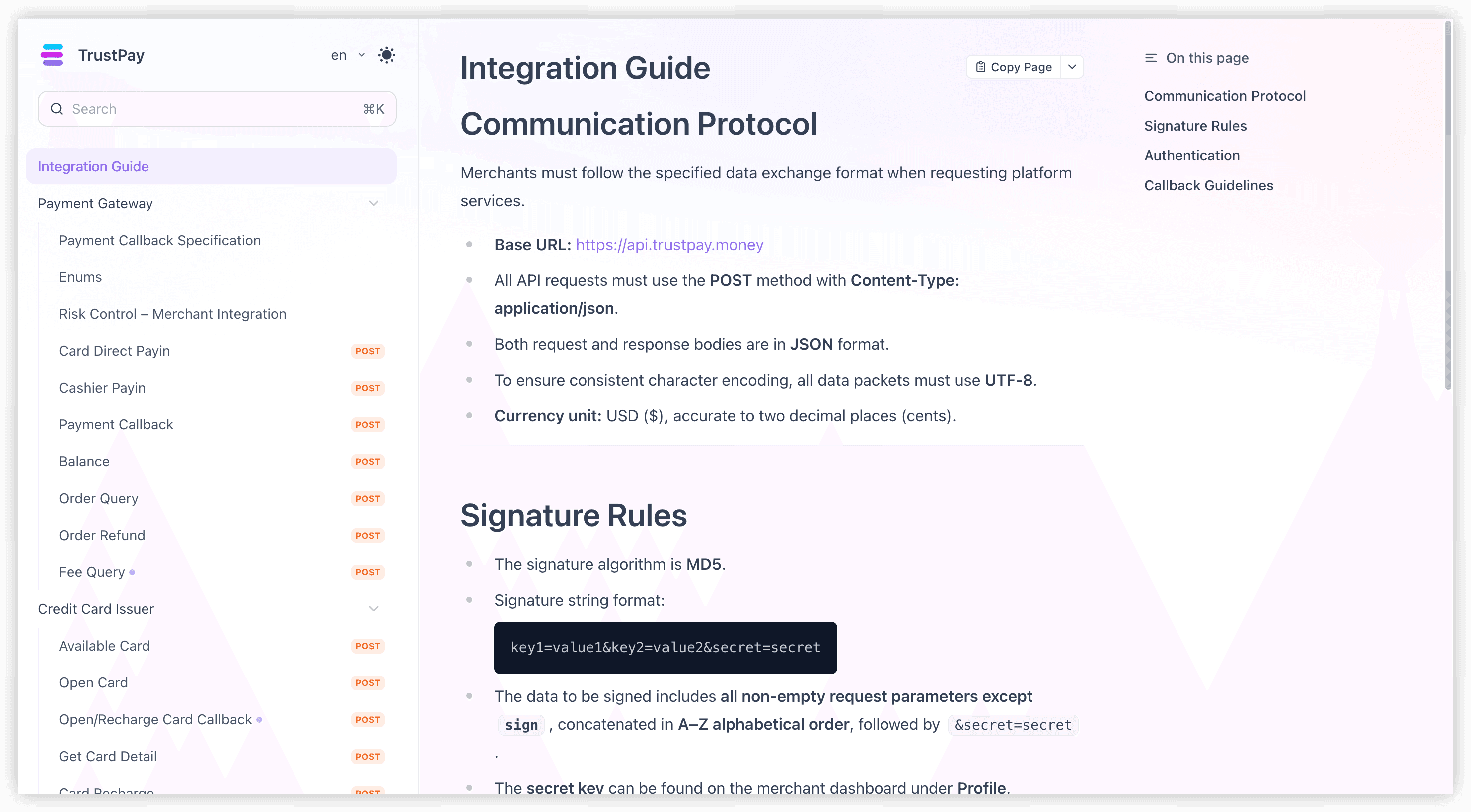API documentation & integration guides
